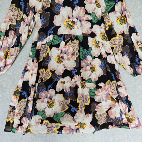 By Anthropologie Womens Long Sleeve Tiered V-Neck Tunic Boho Flowy Mini Dress - Picture 7 of 12